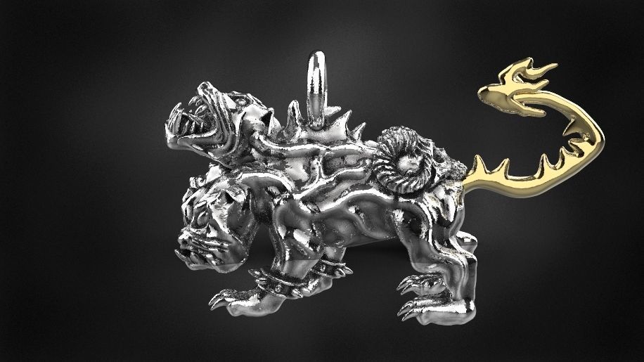 cerberus pendant  for 3d printing 3D print model gold silver 3D print model_7