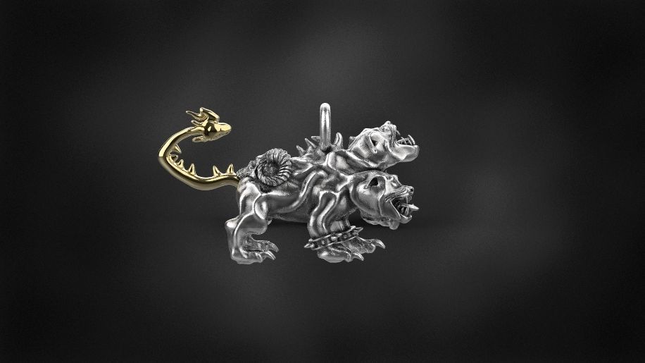 cerberus pendant  for 3d printing 3D print model gold silver 3D print model_2