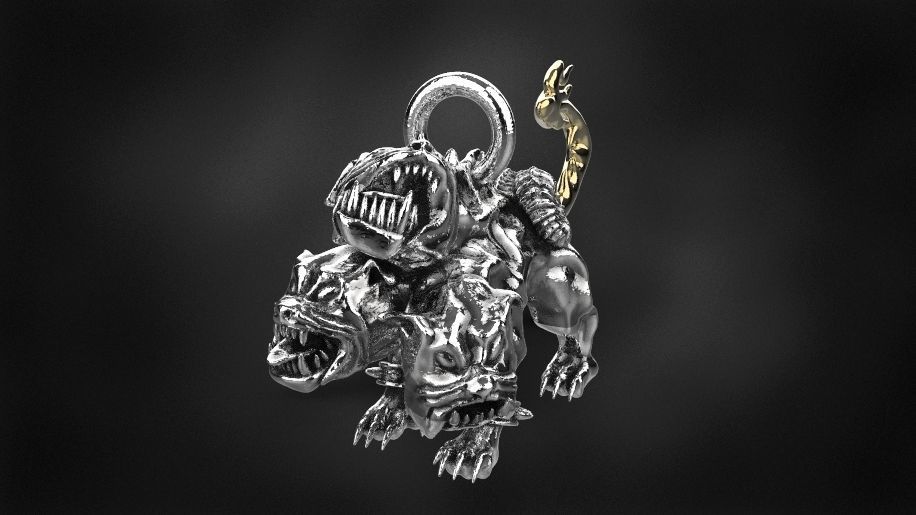 cerberus pendant  for 3d printing 3D print model gold silver 3D print model_4