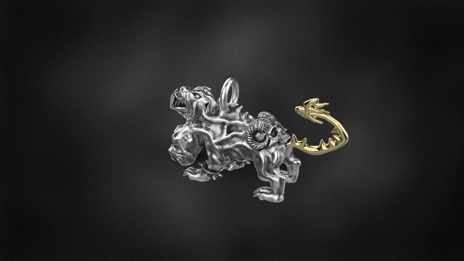 cerberus pendant  for 3d printing 3D print model gold silver 3D print model_1