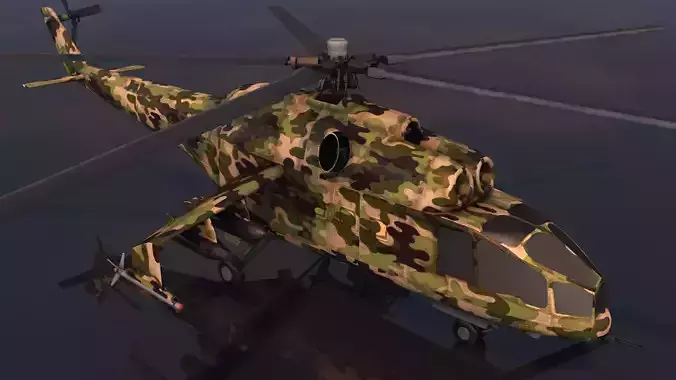 Low poly VR AR game ready Gunship Helicopter