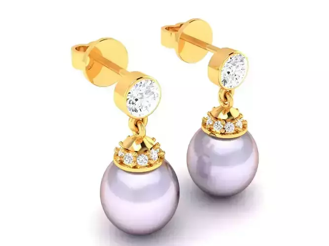 Women pearl earrings 3dm render detail 3D print model