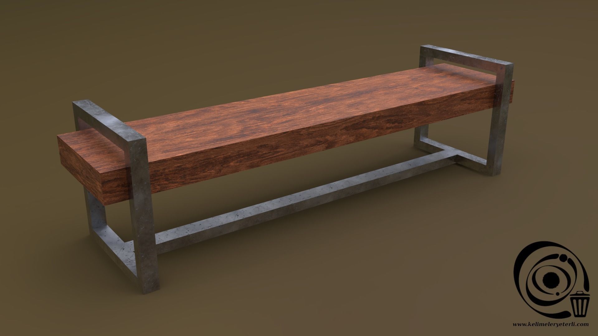 Bench Set 8M1T 03 Low-poly 3D model_5