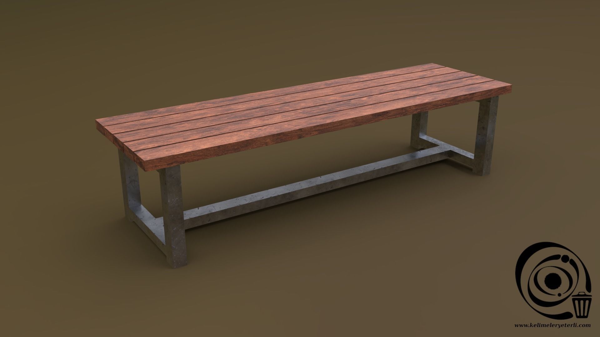 Bench Set 8M1T 03 Low-poly 3D model_2