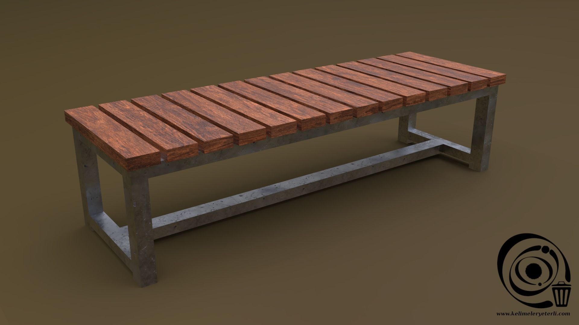 Bench Set 8M1T 03 Low-poly 3D model_3