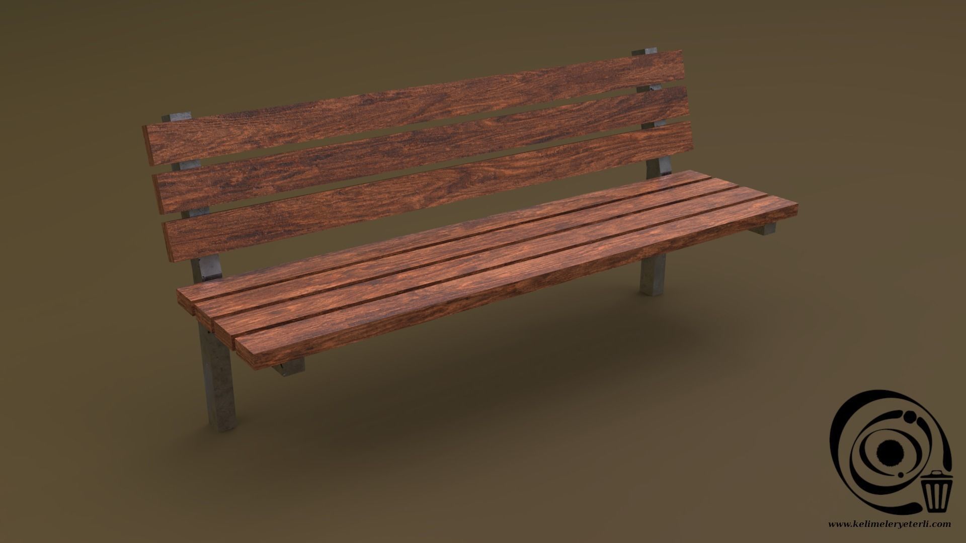 Bench Set 8M1T 03 Low-poly 3D model_9