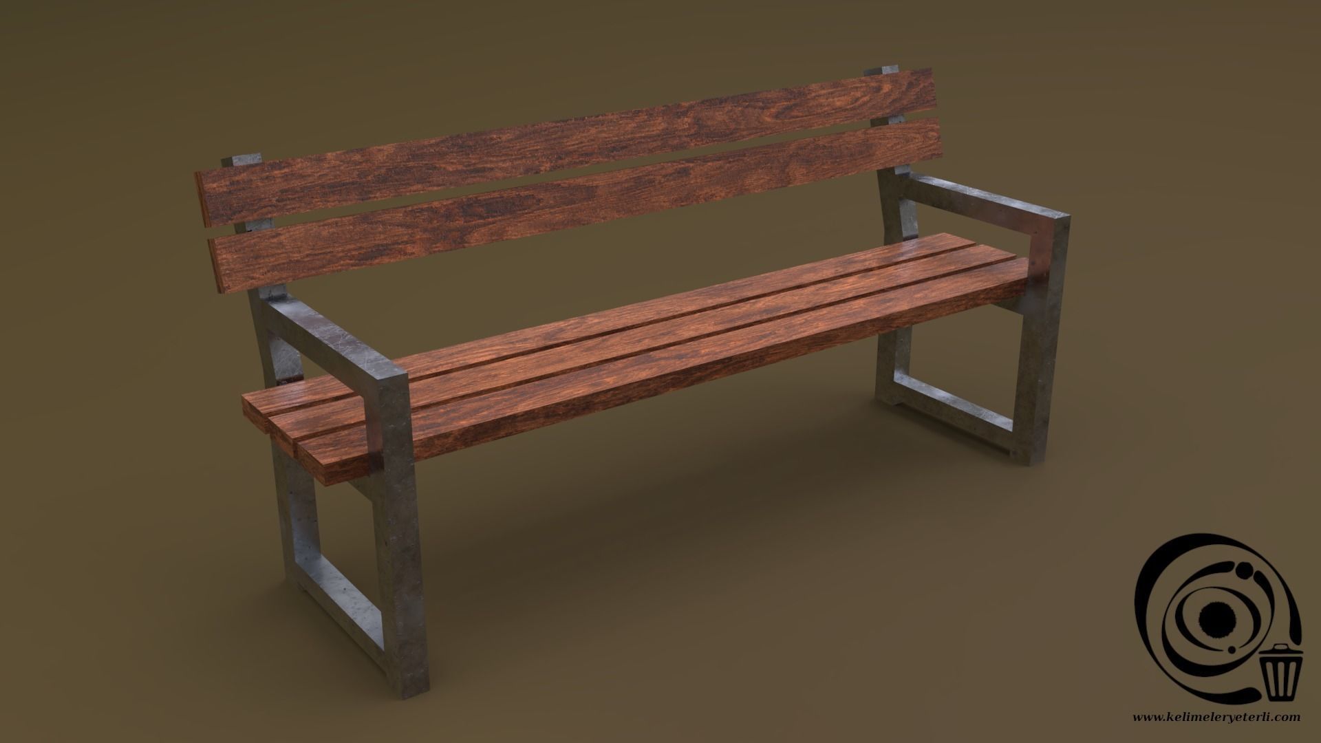 Bench Set 8M1T 03 Low-poly 3D model_7