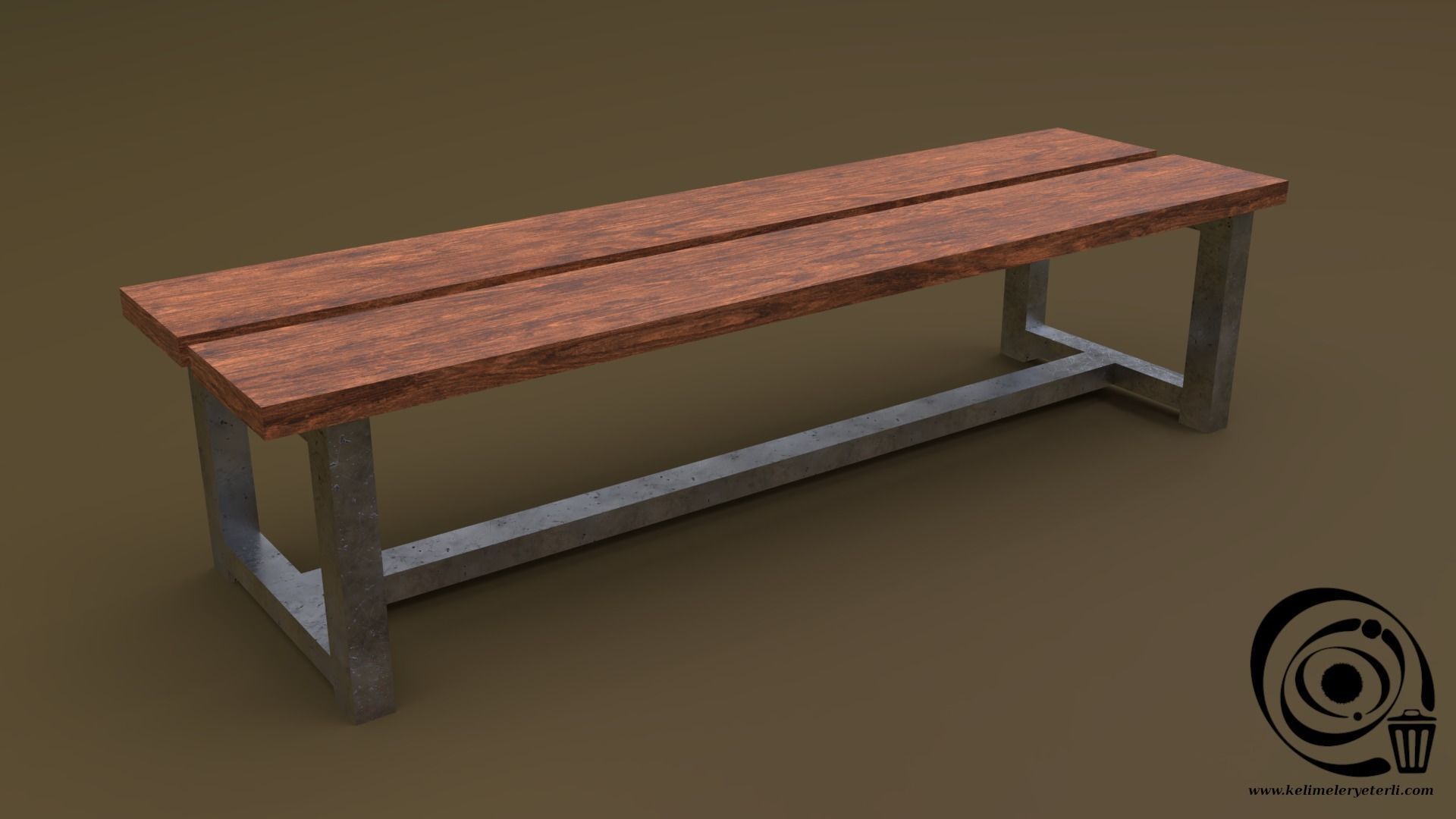 Bench Set 8M1T 03 Low-poly 3D model_6