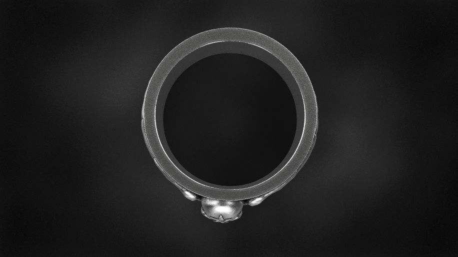 five pointed star skull wing ring for  3D print model  3D print model_4