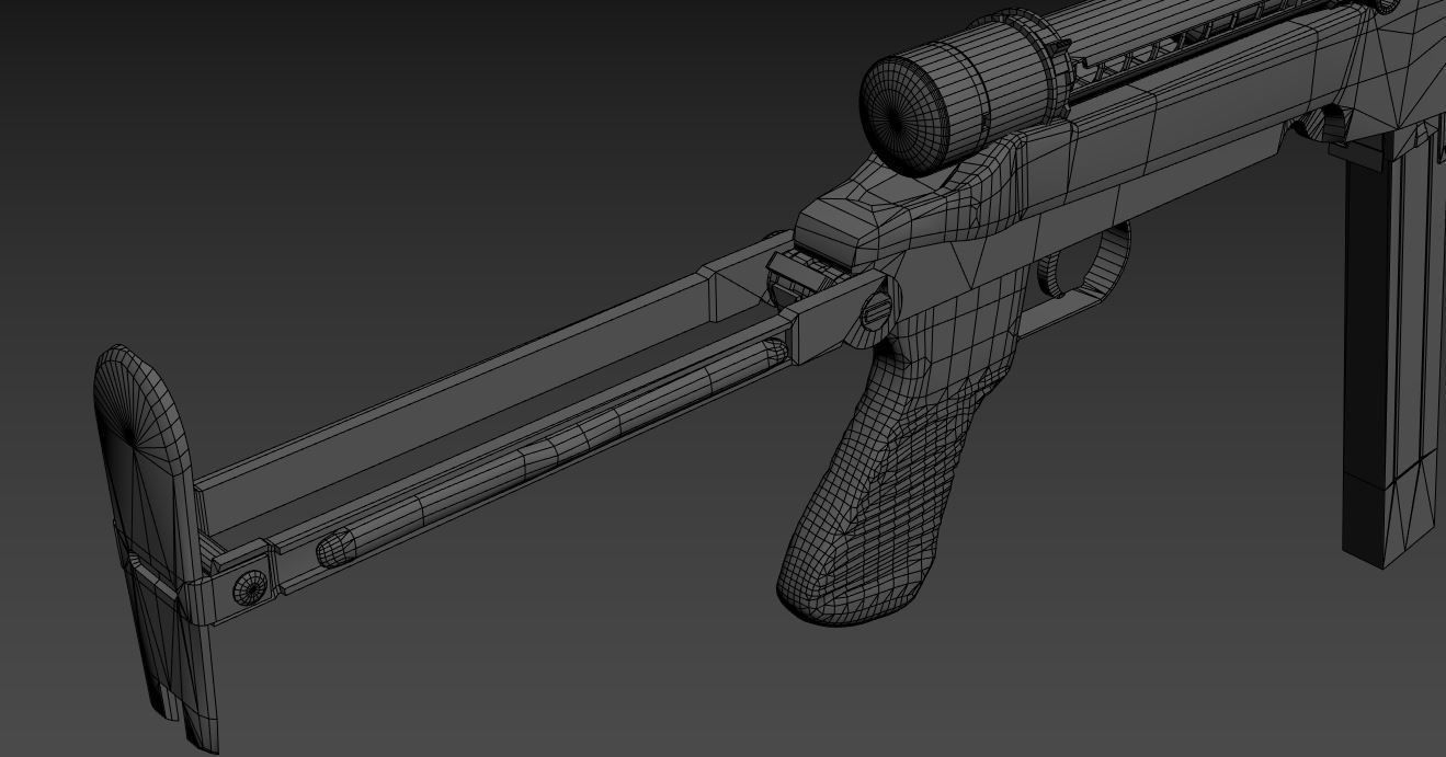 Low poly 43M Submachine gun Low-poly 3D model_8