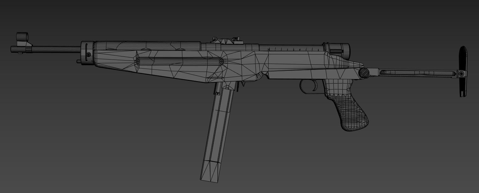 Low poly 43M Submachine gun Low-poly 3D model_7