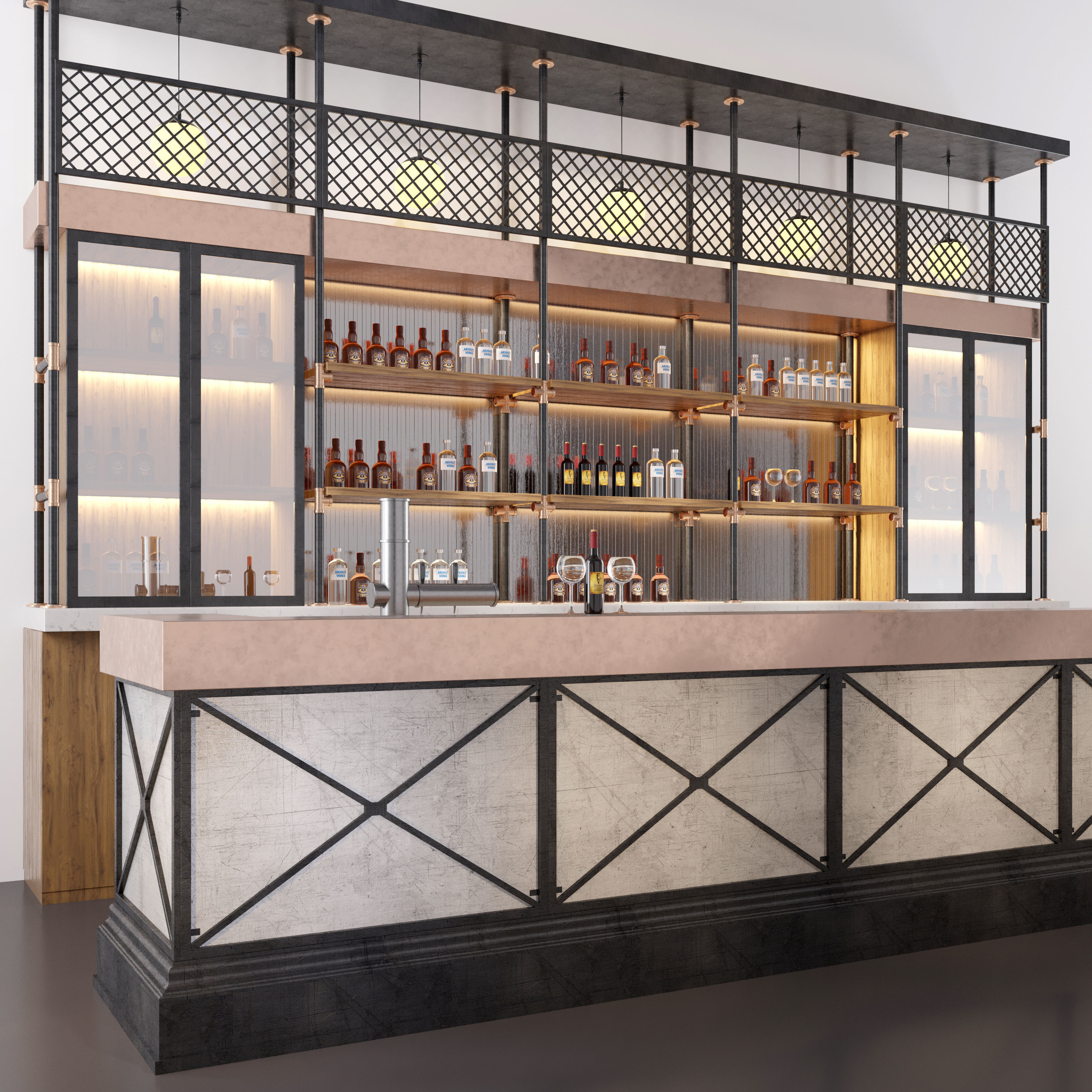 Loft  bar 3D model_1