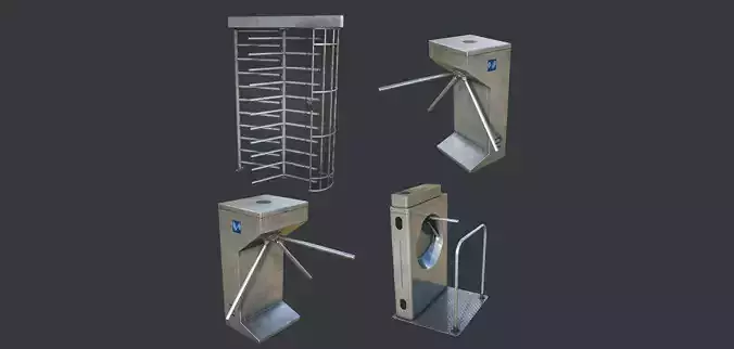 Inteligent Security Gates Pack Low-poly 3D model
