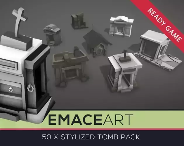Low Poly Tomb Kit with LODs