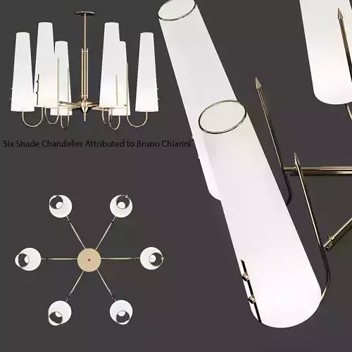 Six   Shade  Chandelier  Attributed  to Bruno  Chiarini