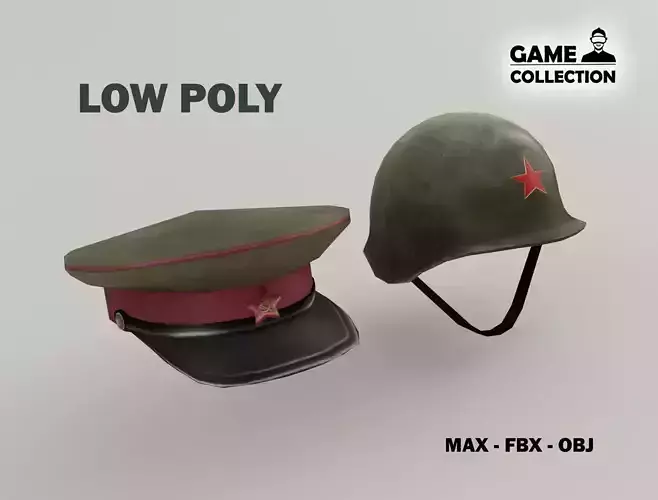 Chinese military Hats Lowpoly