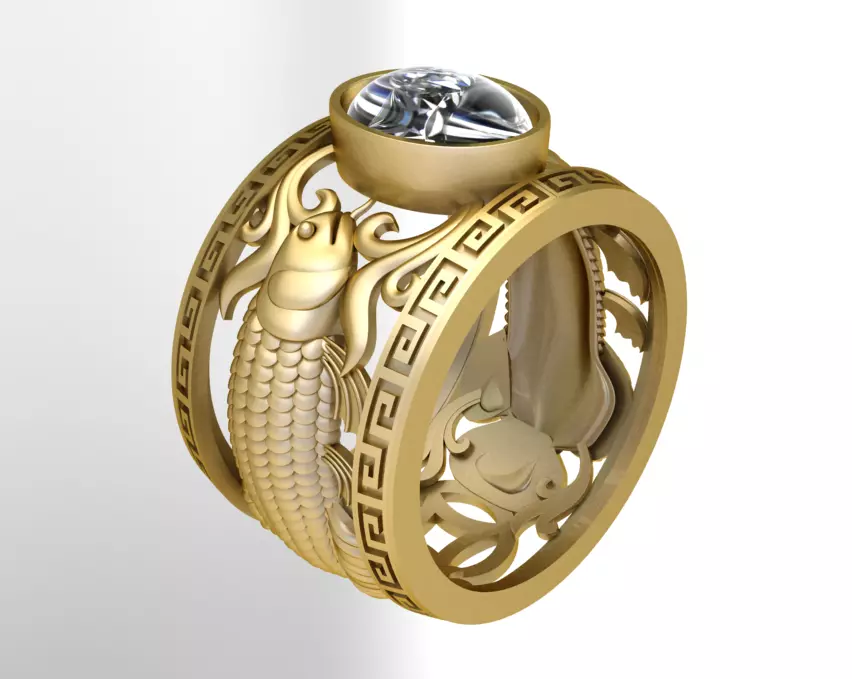 fish dragon jewelry 3D print model