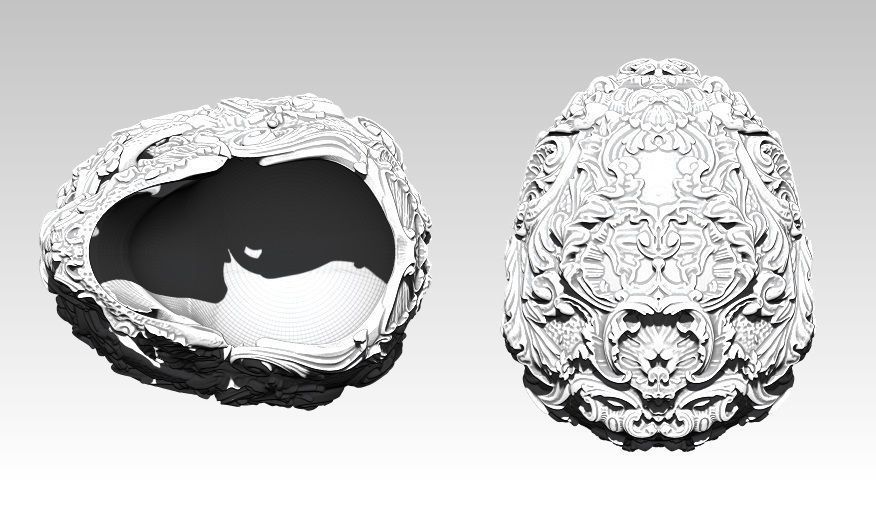 Carved pattern human man SKULL high detailed  3D print model_2