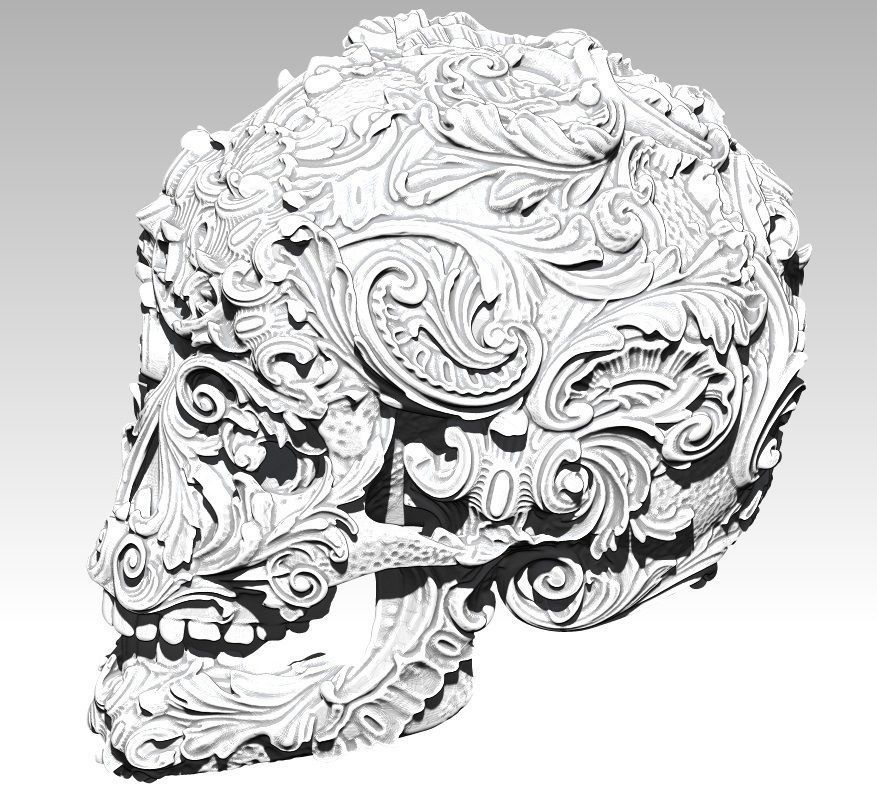 Carved pattern human man SKULL high detailed  3D print model_3