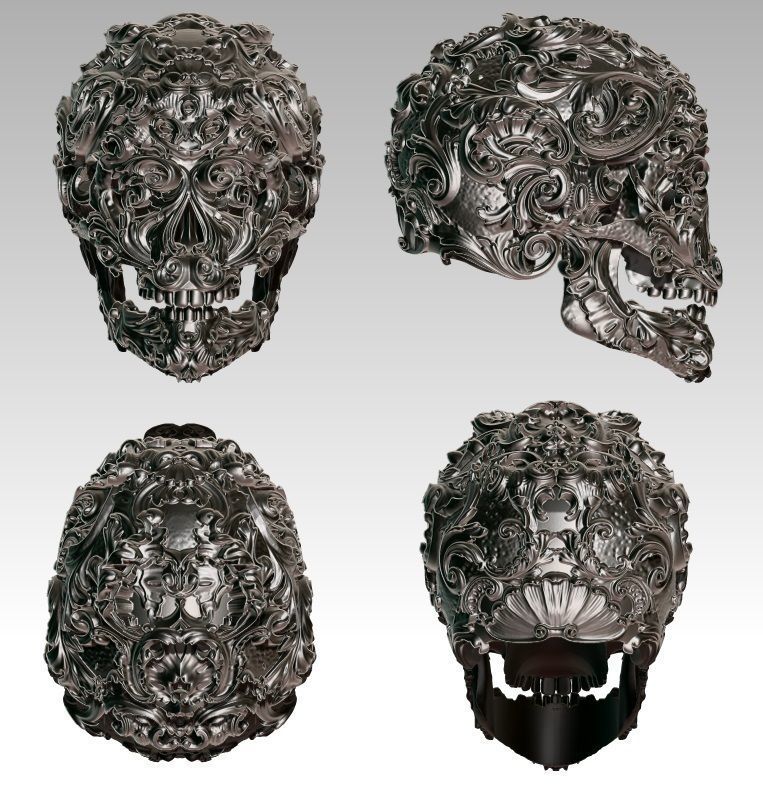 Carved pattern human man SKULL high detailed  3D print model_10