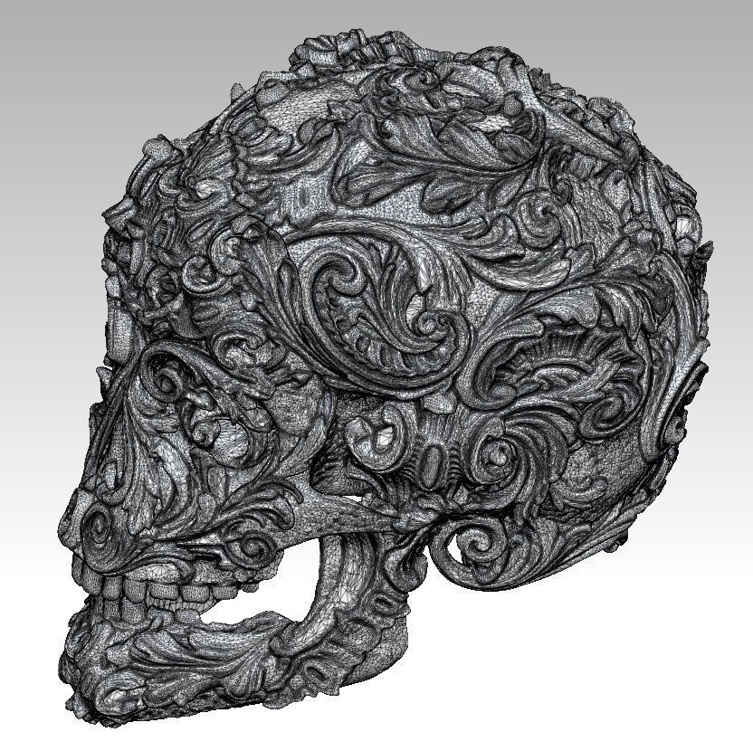 Carved pattern human man SKULL high detailed  3D print model_4