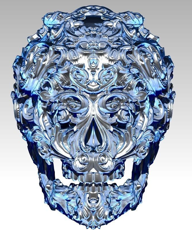 Carved pattern human man SKULL high detailed  3D print model_5
