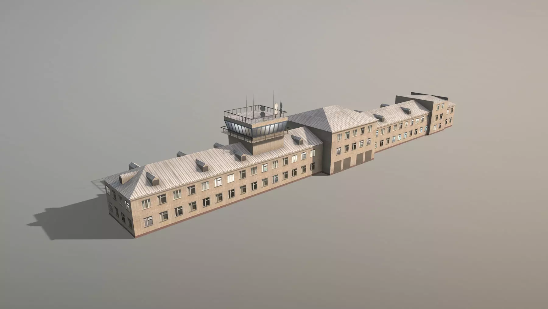 Airport Control Tower USNN-KDP Low-poly 3D model_0