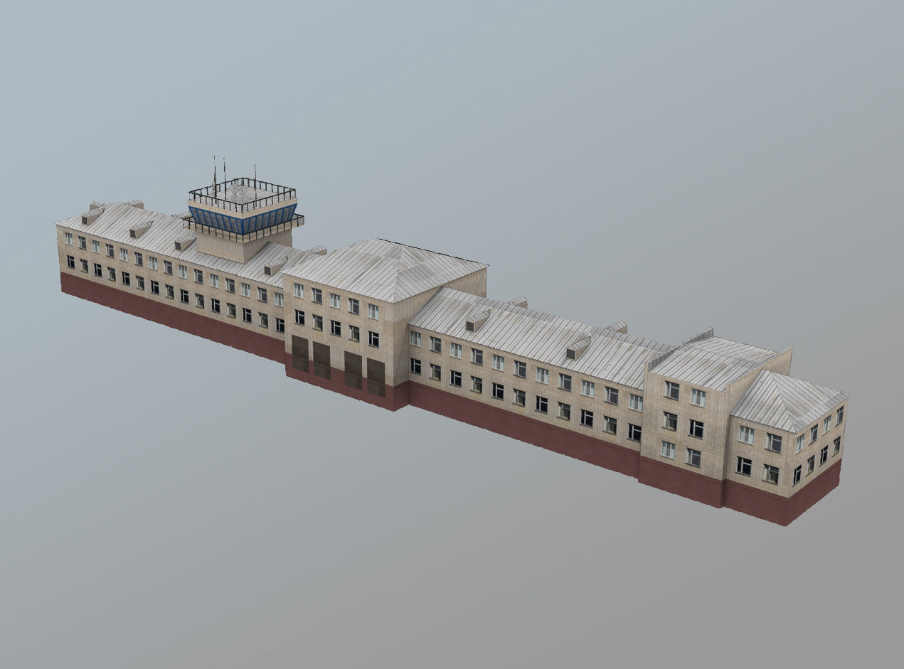 Airport Control Tower USNN-KDP Low-poly 3D model_5