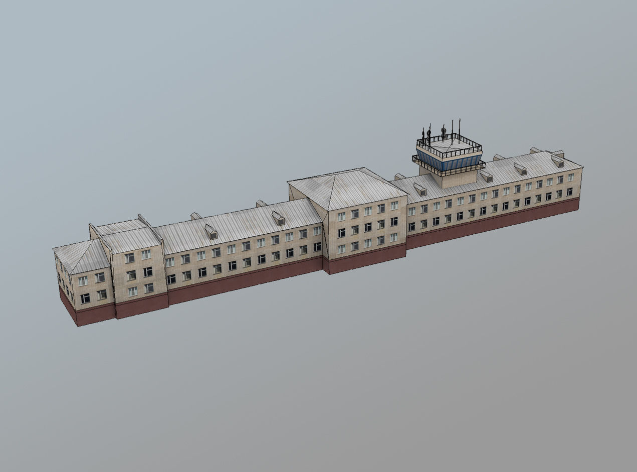 Airport Control Tower USNN-KDP Low-poly 3D model_7