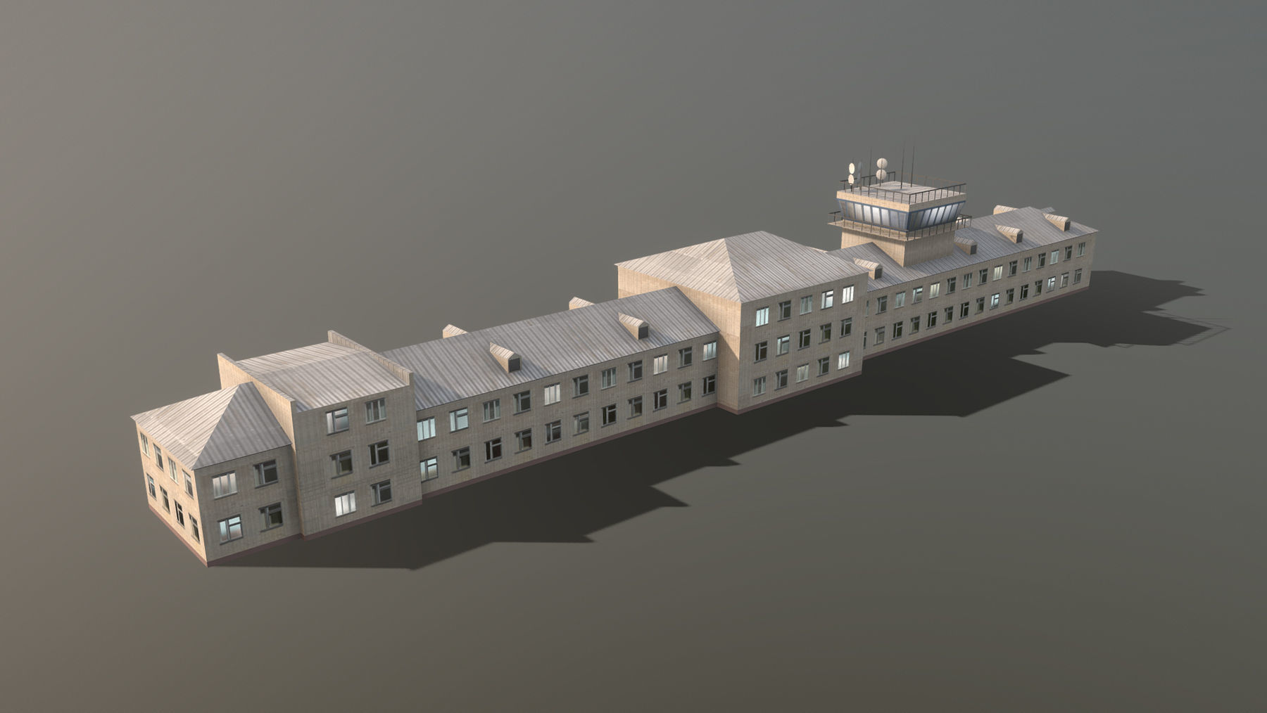 Airport Control Tower USNN-KDP Low-poly 3D model_2