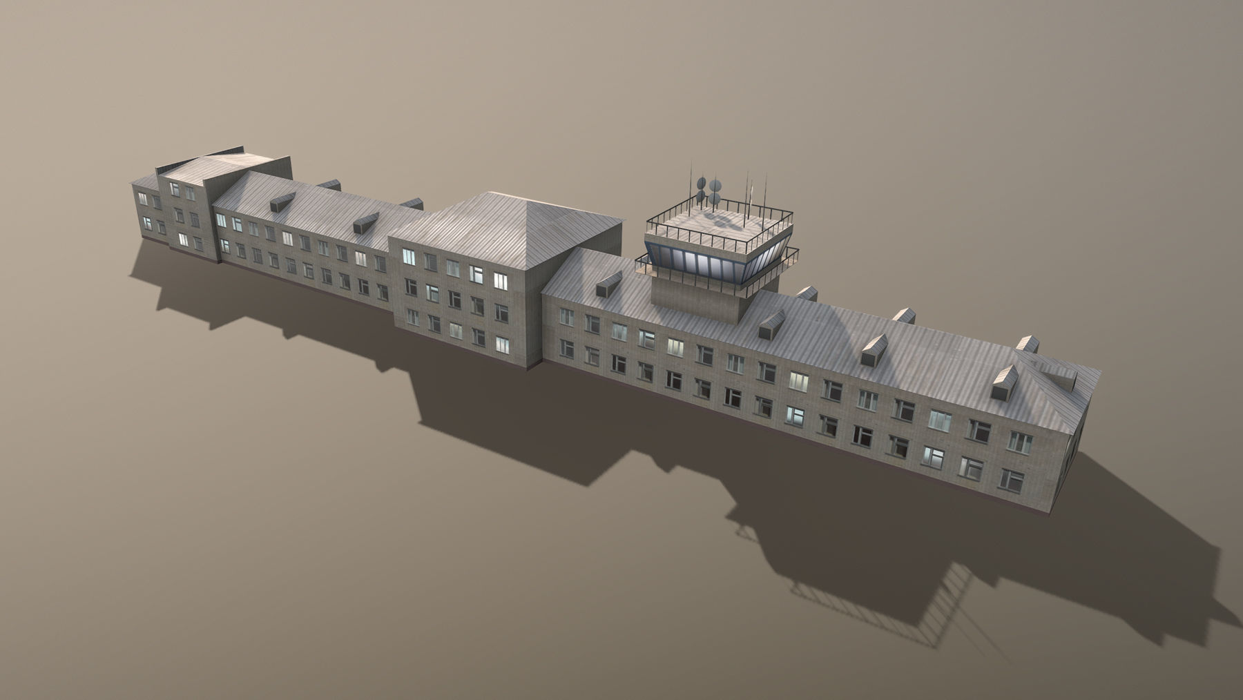 Airport Control Tower USNN-KDP Low-poly 3D model_1