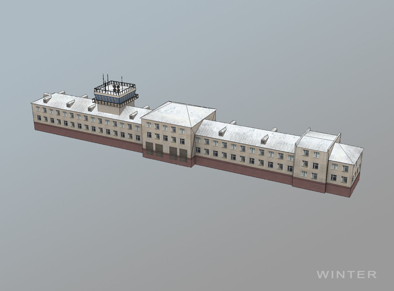 Airport Control Tower USNN-KDP Low-poly 3D model_10