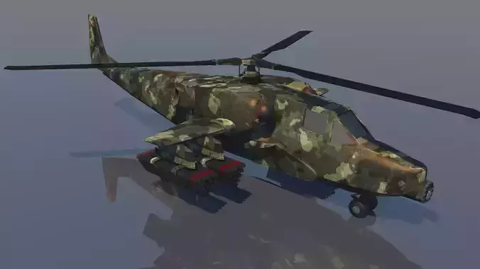 Low poly VR AR game ready Gunship Helicopter VR AR 