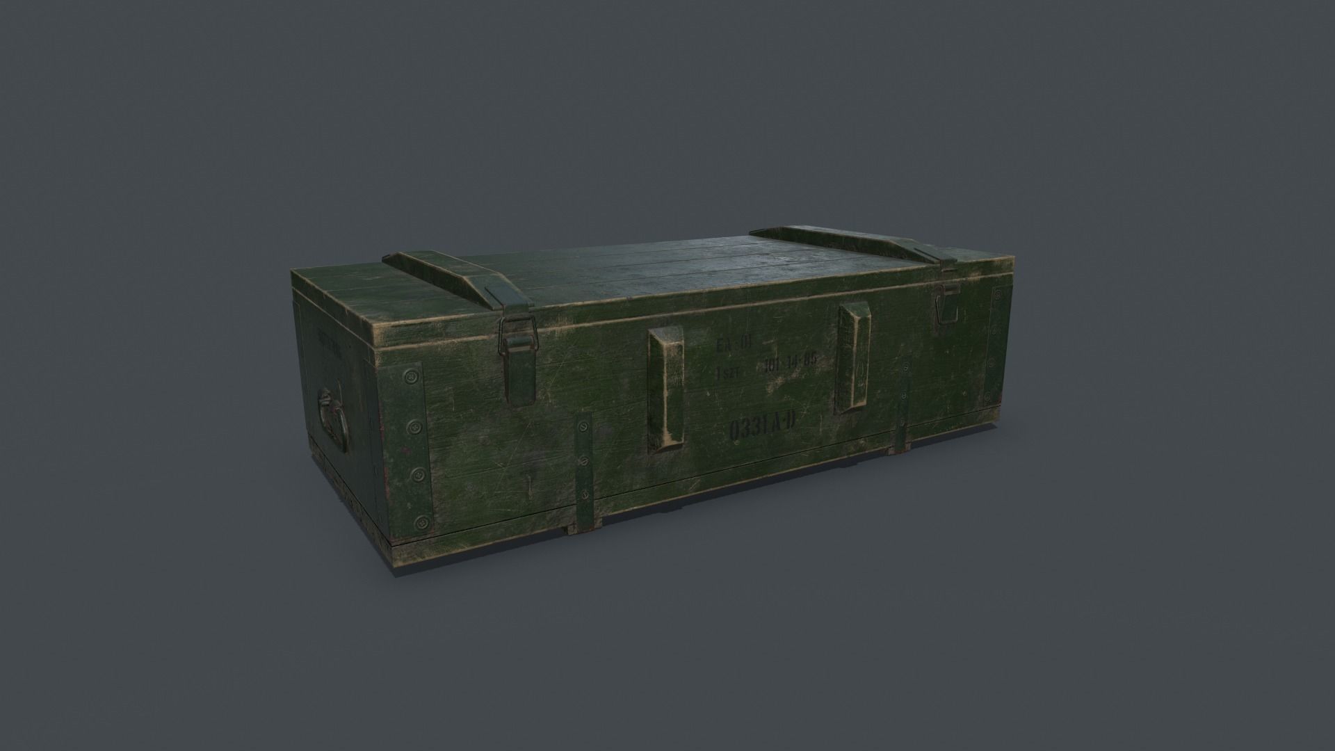 Old millitary ammo box Low-poly 3D model_2