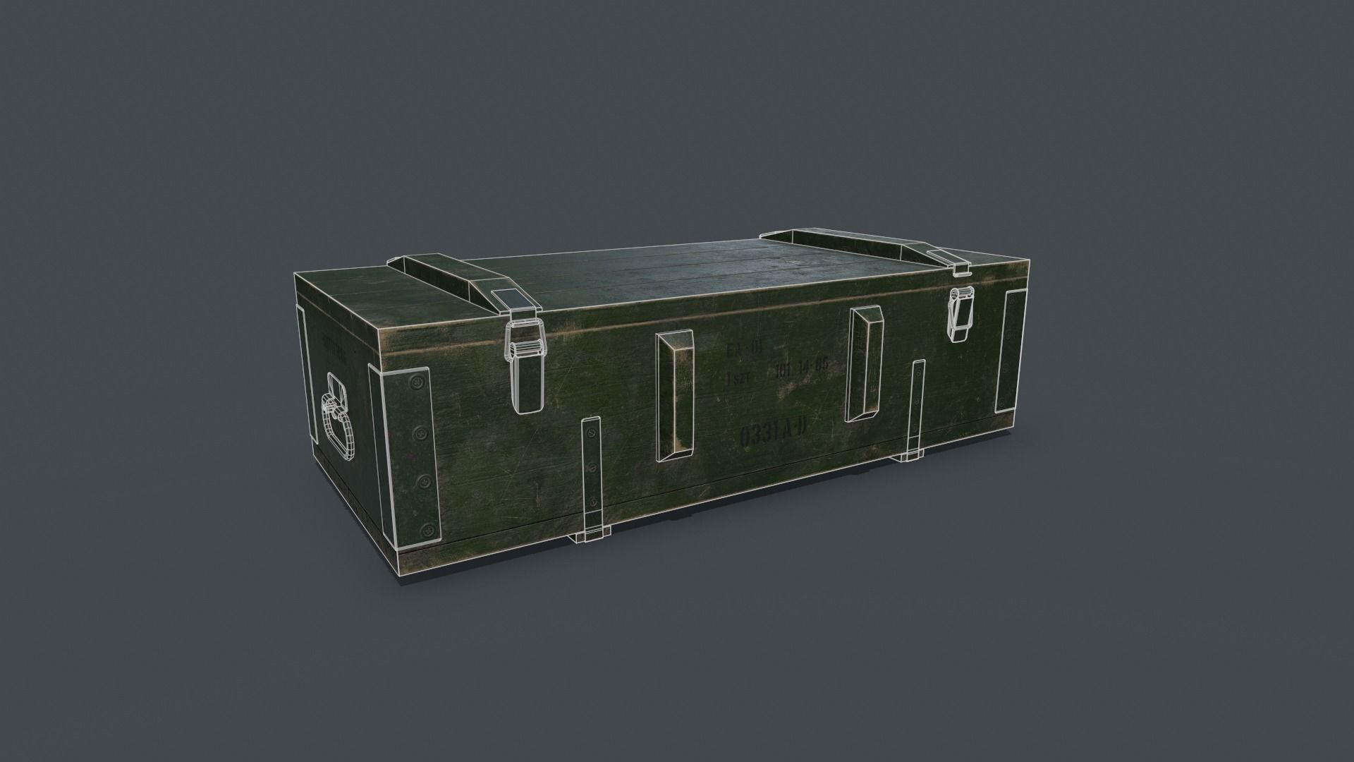 Old millitary ammo box Low-poly 3D model_3