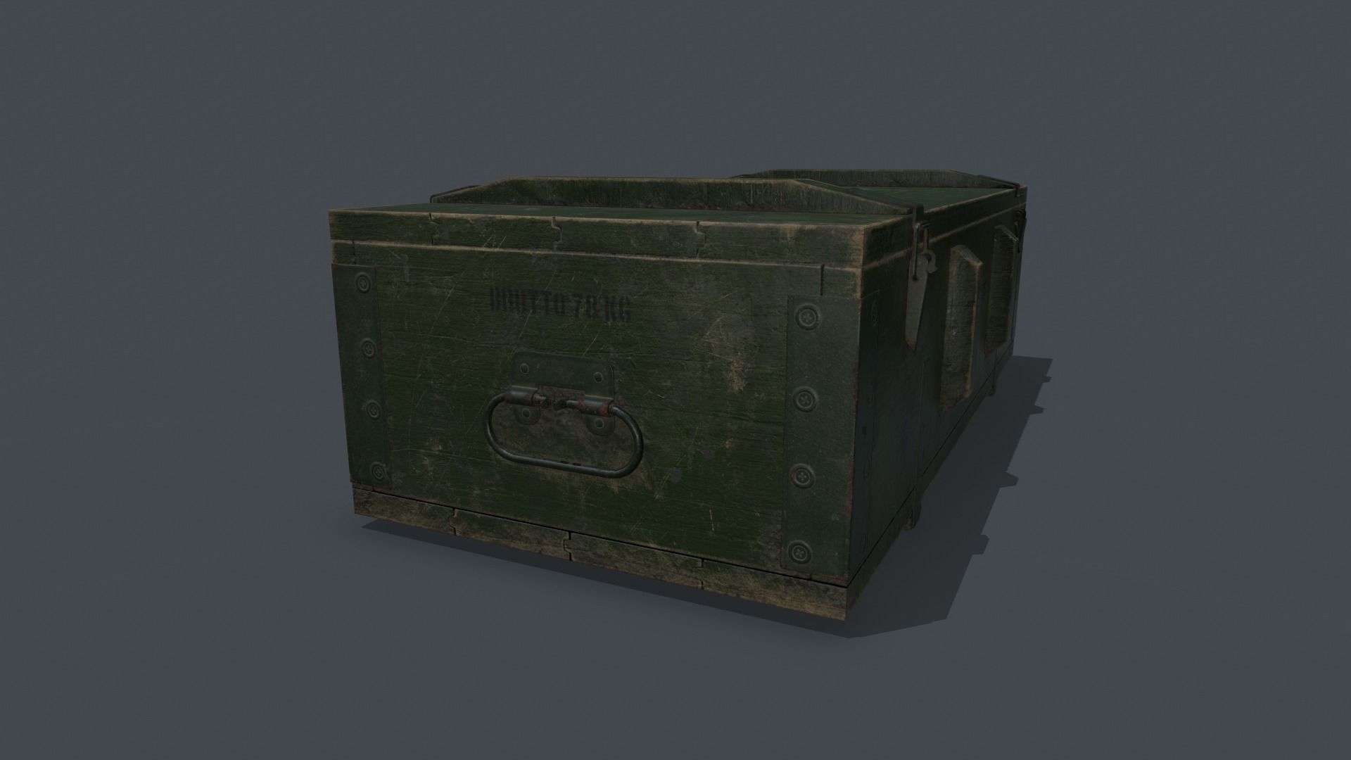 Old millitary ammo box Low-poly 3D model_7