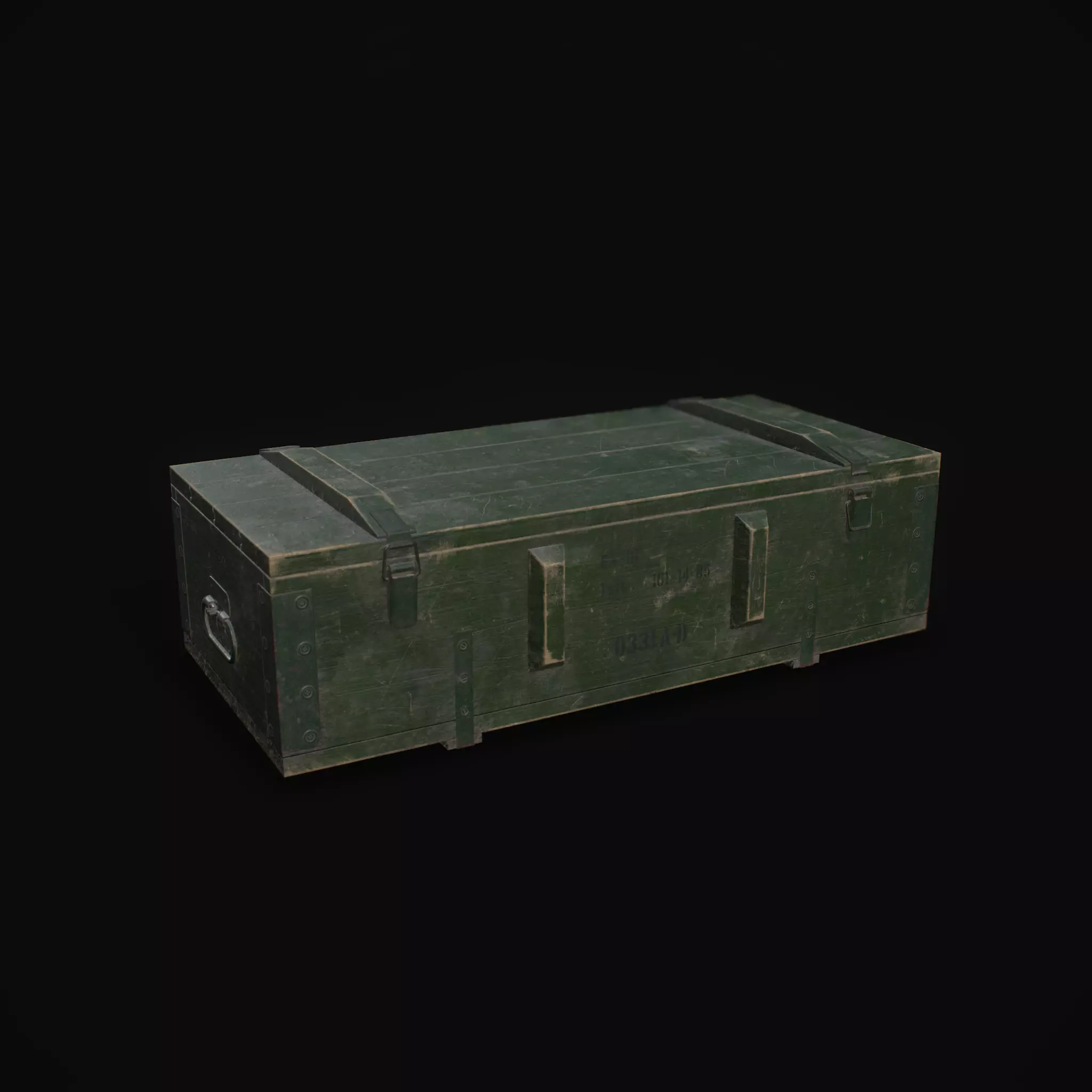 Old millitary ammo box Low-poly 3D model_0