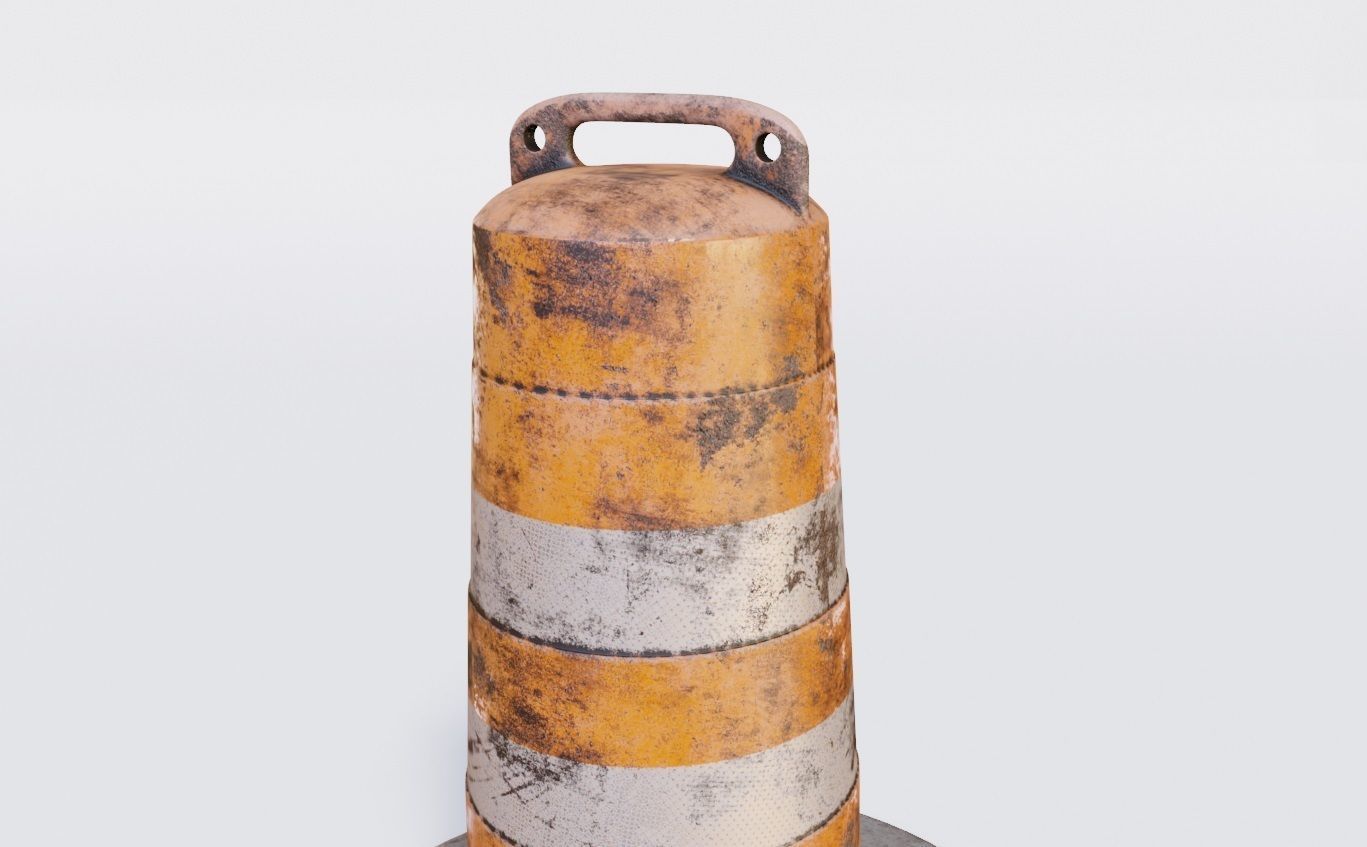 dirty lowpoly traffic Barrel Barricade with pbr textures Low-poly 3D model_3