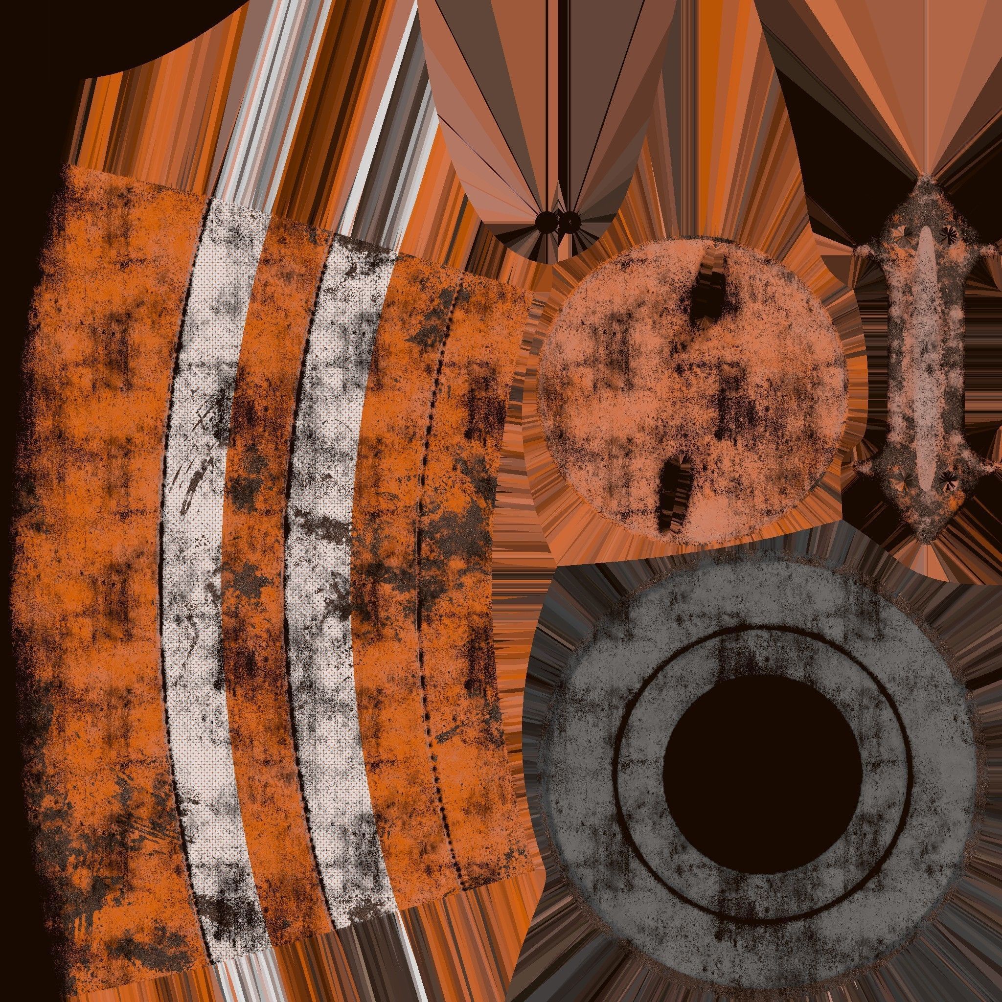 dirty lowpoly traffic Barrel Barricade with pbr textures Low-poly 3D model_8