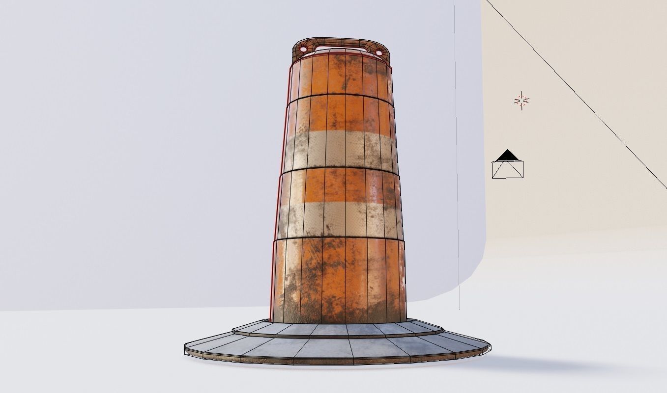 dirty lowpoly traffic Barrel Barricade with pbr textures Low-poly 3D model_5
