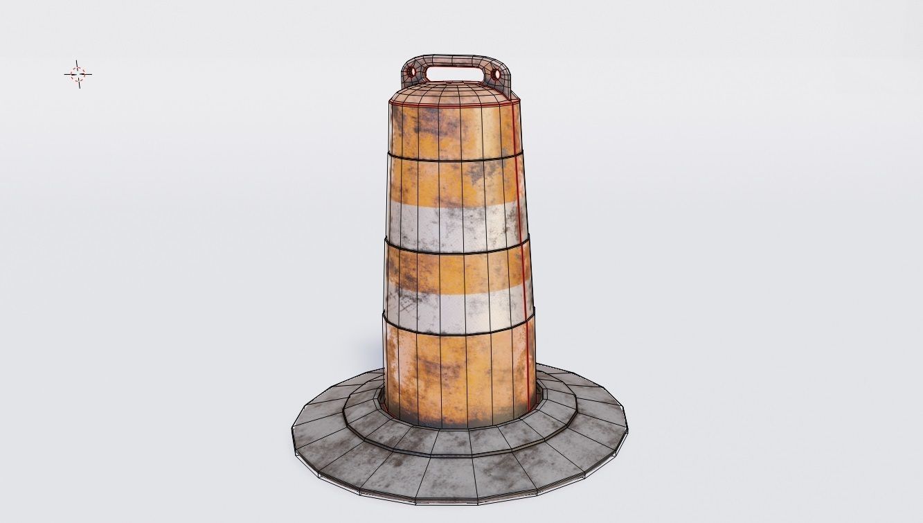 dirty lowpoly traffic Barrel Barricade with pbr textures Low-poly 3D model_4