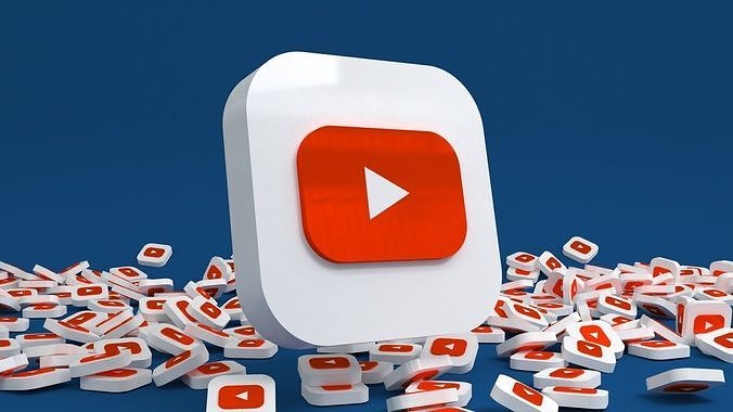 Social media - YouTube Low-poly 3D model