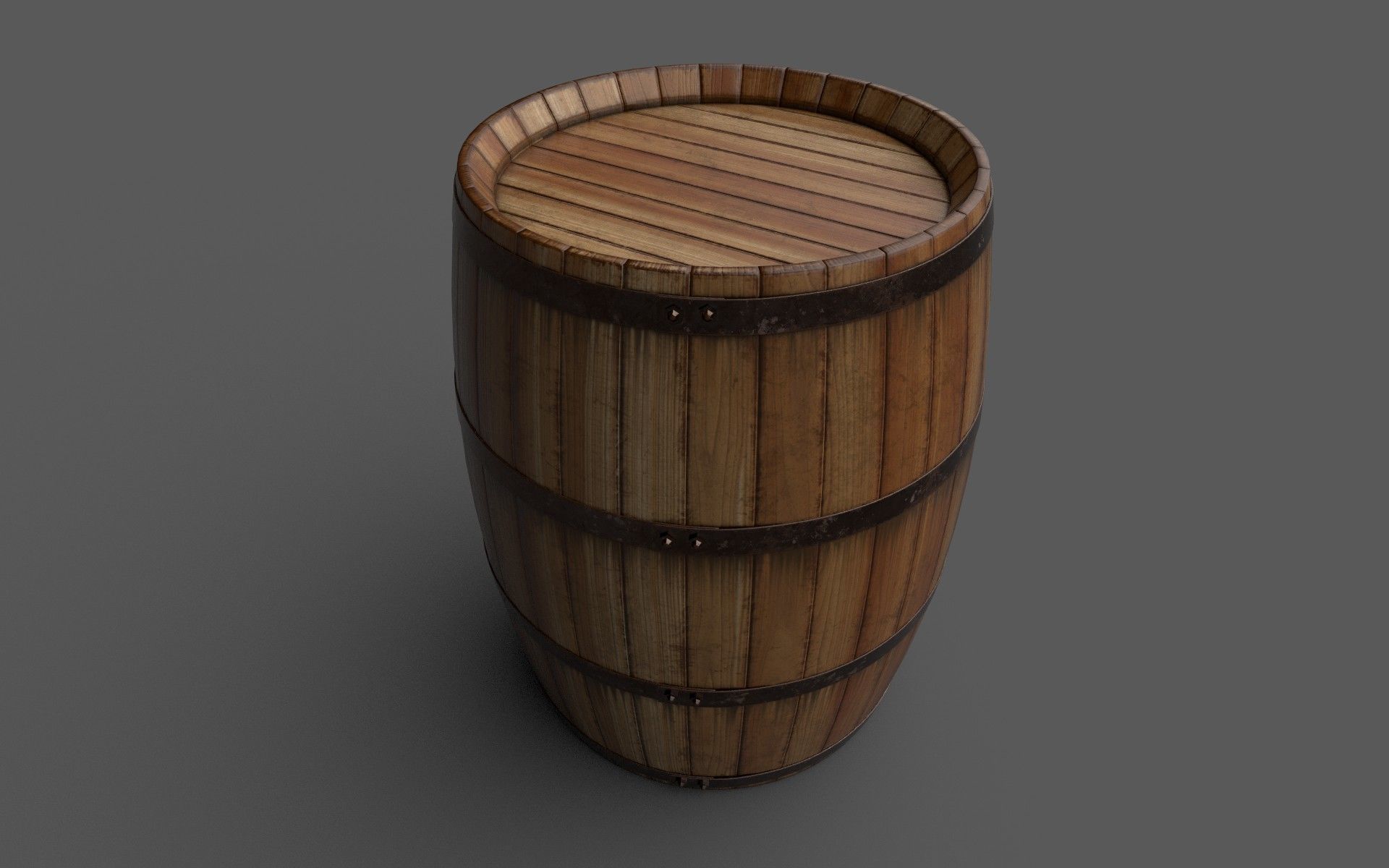 Old Decorative Wine Barrels PBR Low-poly 3D model_8