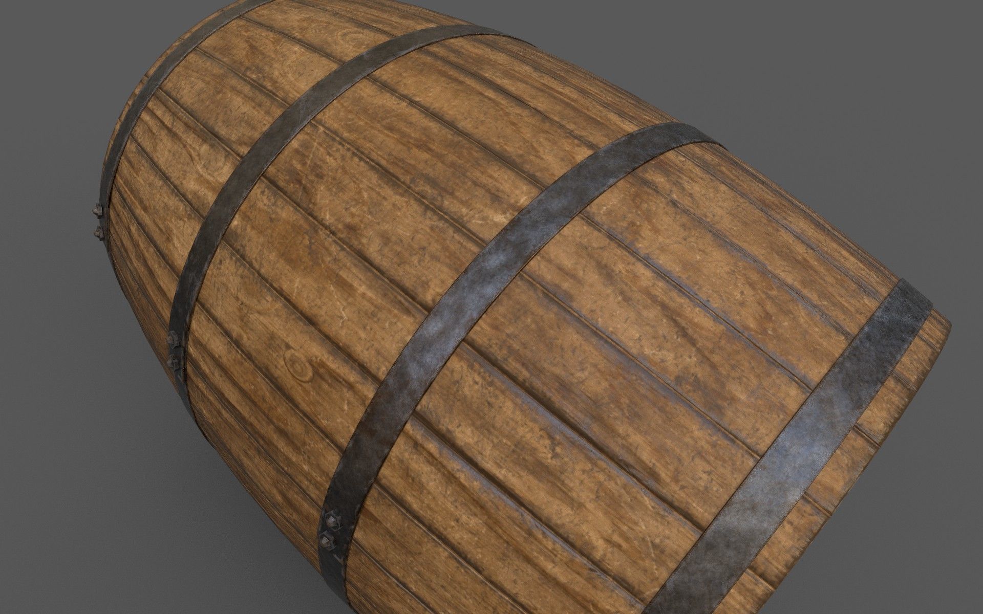 Old Decorative Wine Barrels PBR Low-poly 3D model_6