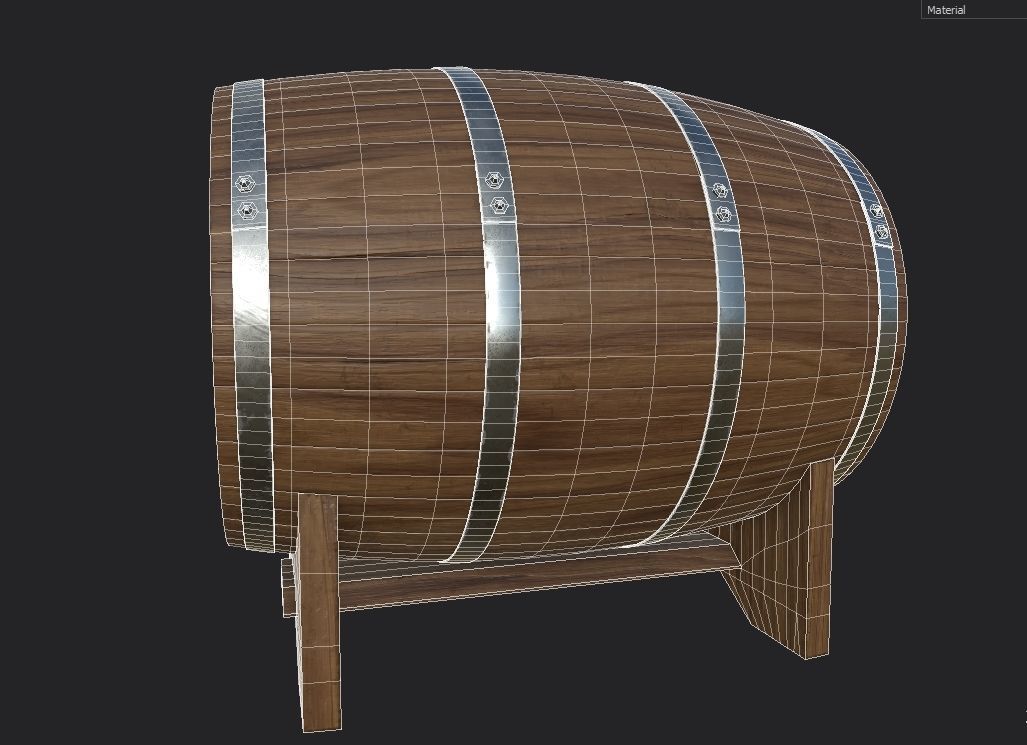 Old Decorative Wine Barrels PBR Low-poly 3D model_12