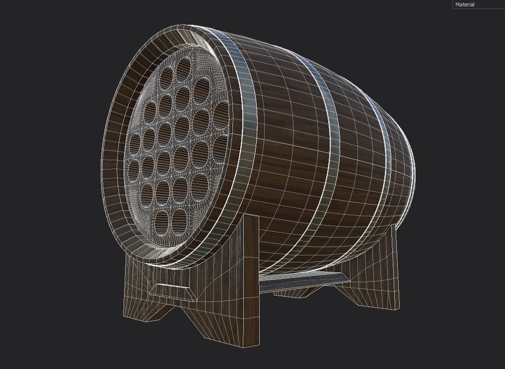 Old Decorative Wine Barrels PBR Low-poly 3D model_13