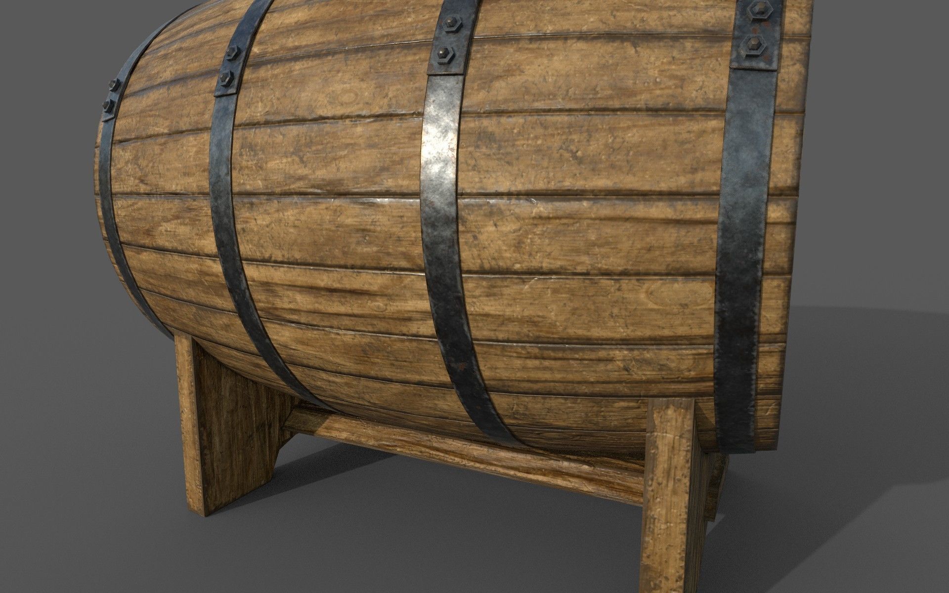 Old Decorative Wine Barrels PBR Low-poly 3D model_5