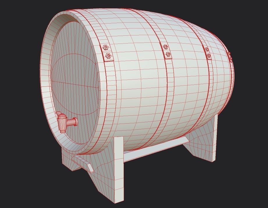 Old Decorative Wine Barrels PBR Low-poly 3D model_10