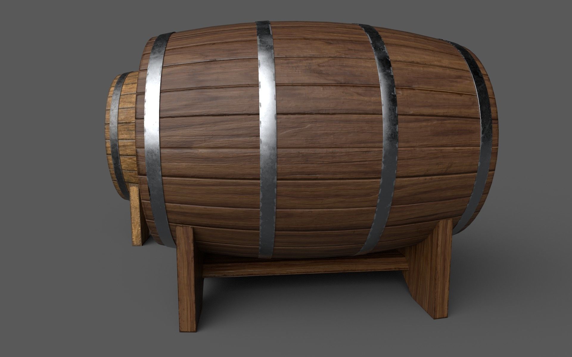 Old Decorative Wine Barrels PBR Low-poly 3D model_23