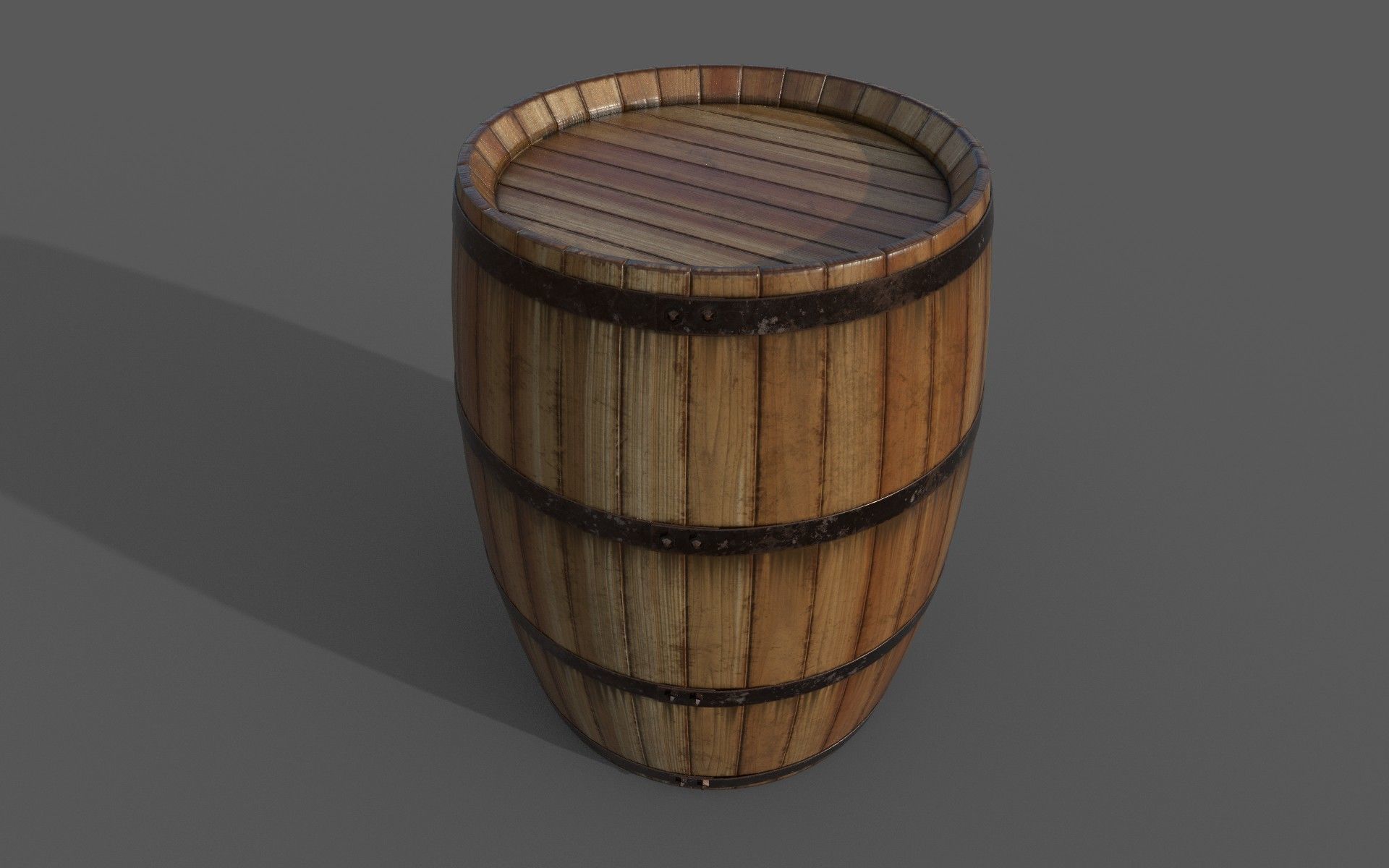 Old Decorative Wine Barrels PBR Low-poly 3D model_7